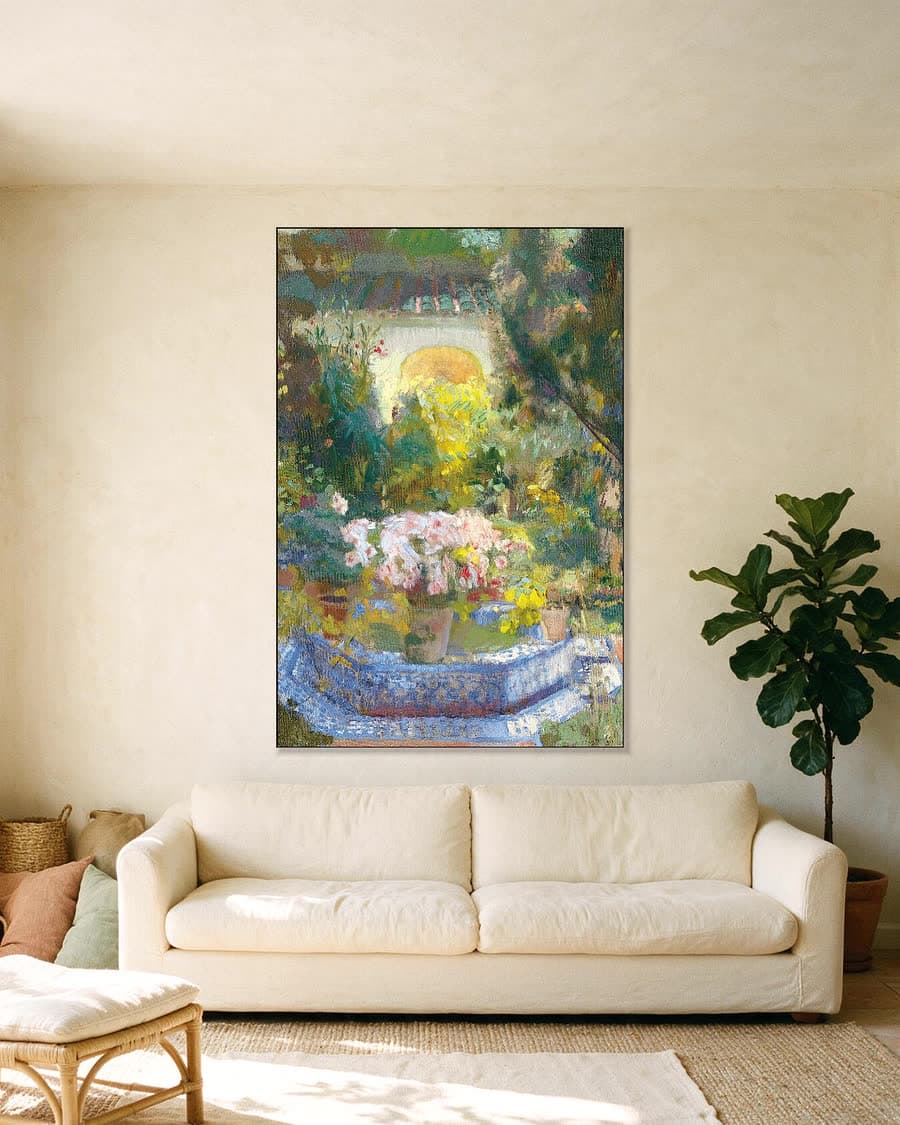 Binnenplaats van de Casa Sorolla in een aluminium frame aan dezelfde muur