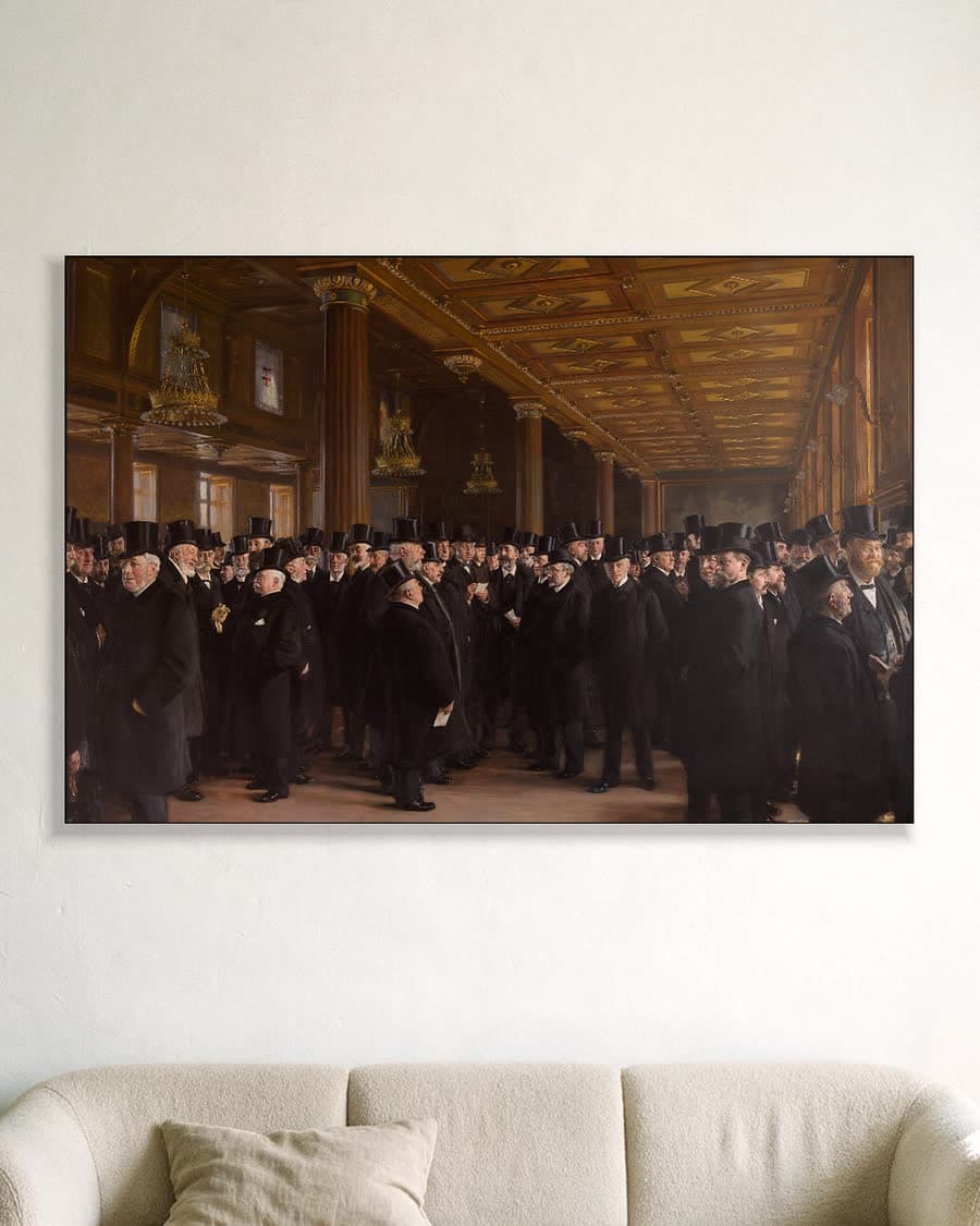 Bij de Beurs van Kopenhagen in een aluminium frame aan dezelfde muur