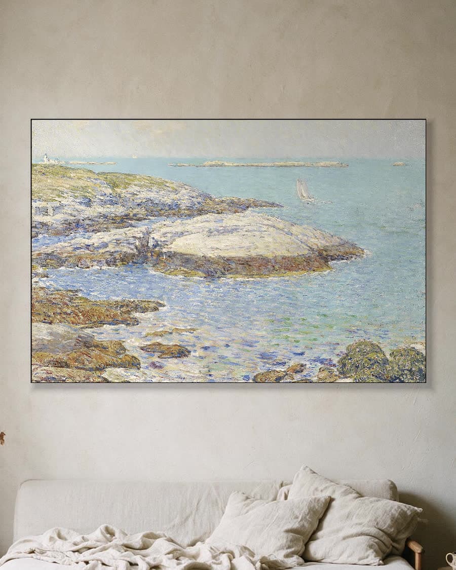 Isles of Shoals in een aluminium frame aan dezelfde muur