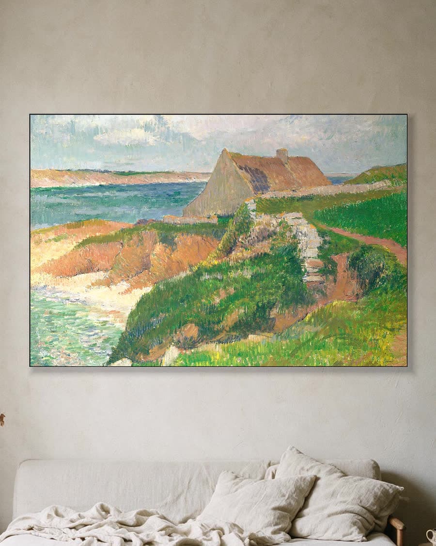 Het eiland Raguenez in Bretagne in een aluminium frame aan dezelfde muur
