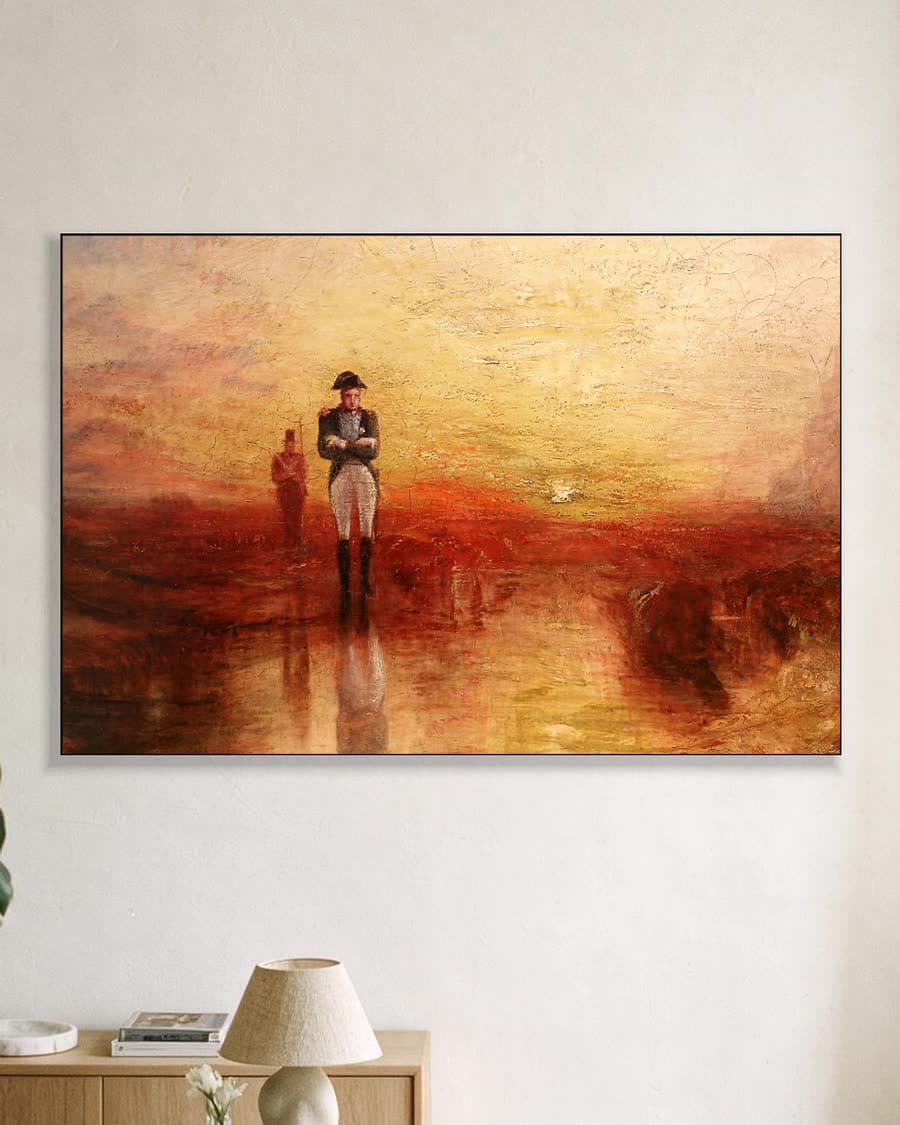 Oorlog. De balling en de napjesslak in een aluminium frame aan dezelfde muur