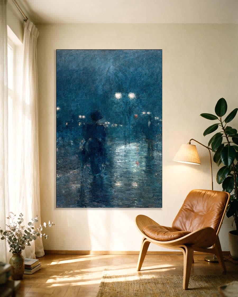 Fifth Avenue Nocturne in een aluminium frame aan dezelfde muur