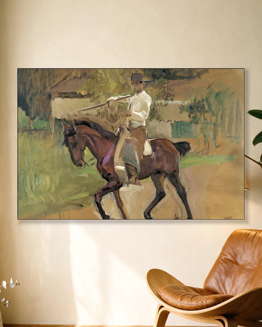 Garrochista, Sevilla in een aluminium frame aan dezelfde muur