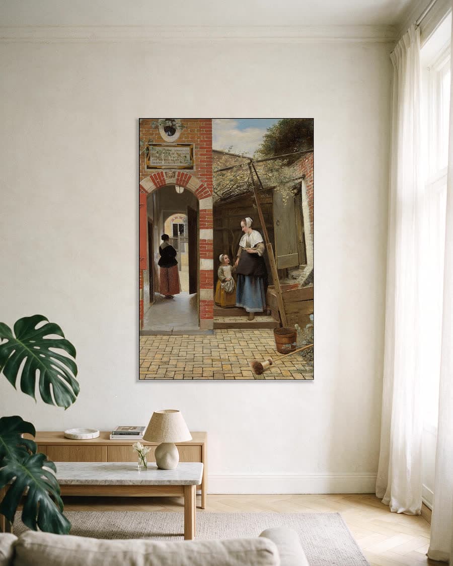 Binnenplaats van een huis in Delft in een aluminium frame aan dezelfde muur