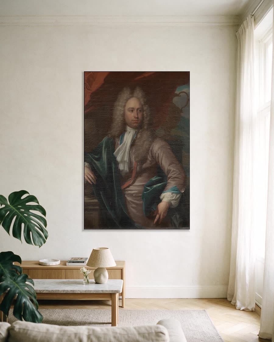 Caspar Adriaen Parduyn, baljuw van Middelburg in een aluminium frame aan dezelfde muur