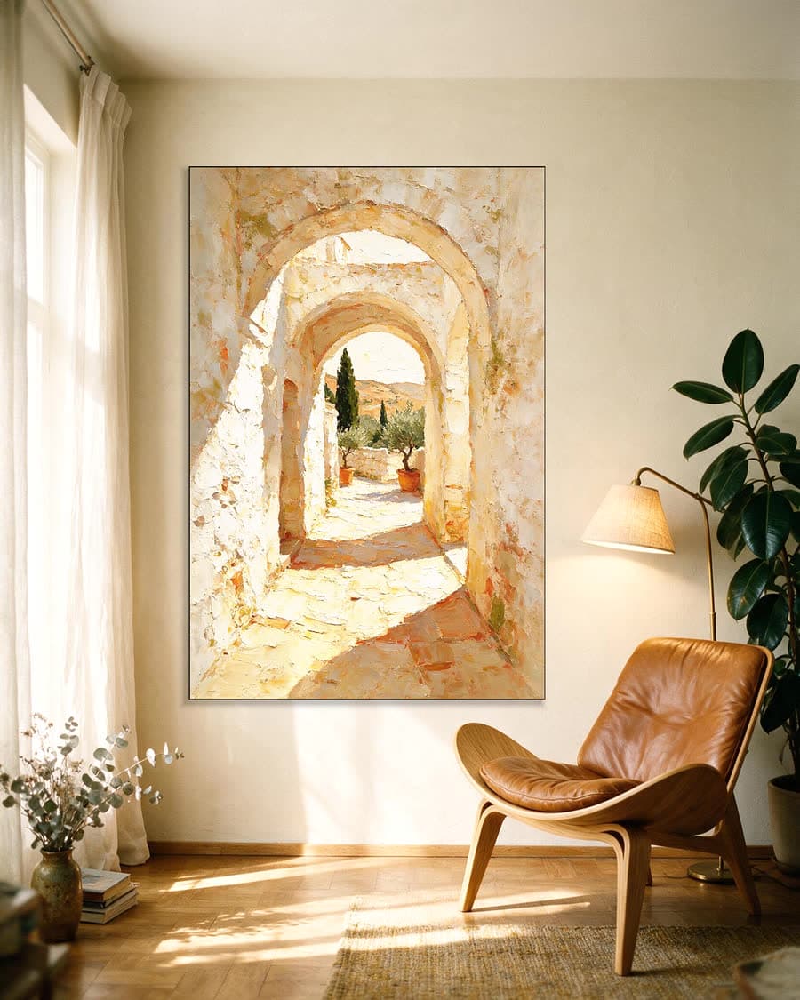 Doorgang met bogen in een aluminium frame aan dezelfde muur