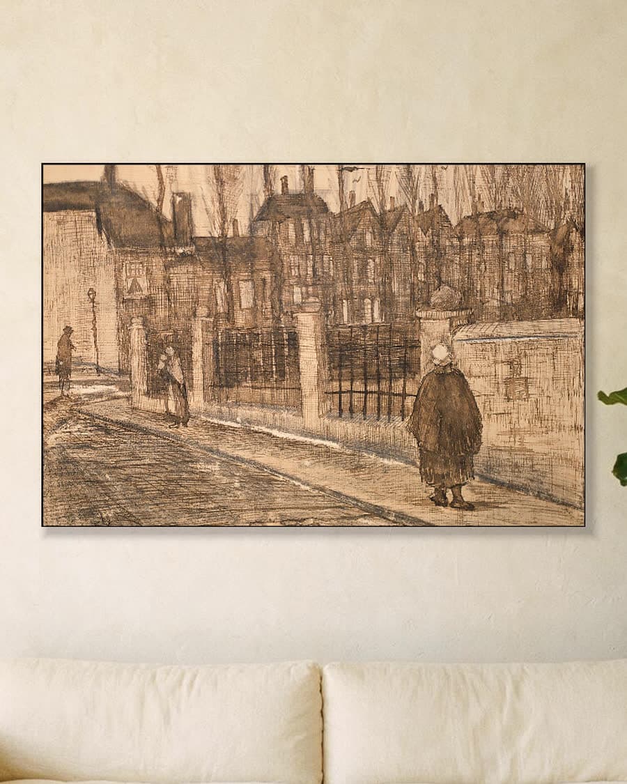 Gezicht op Den Haag (Paddemoes) in een aluminium frame aan dezelfde muur