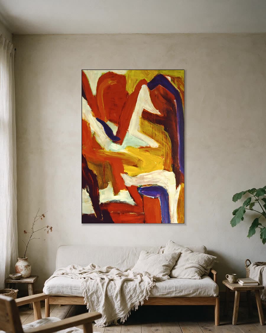 Vurige dans in een aluminium frame aan dezelfde muur