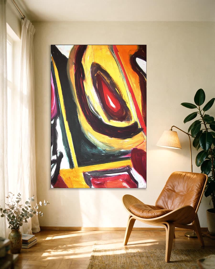 Vurige Spiraal in een aluminium frame aan dezelfde muur