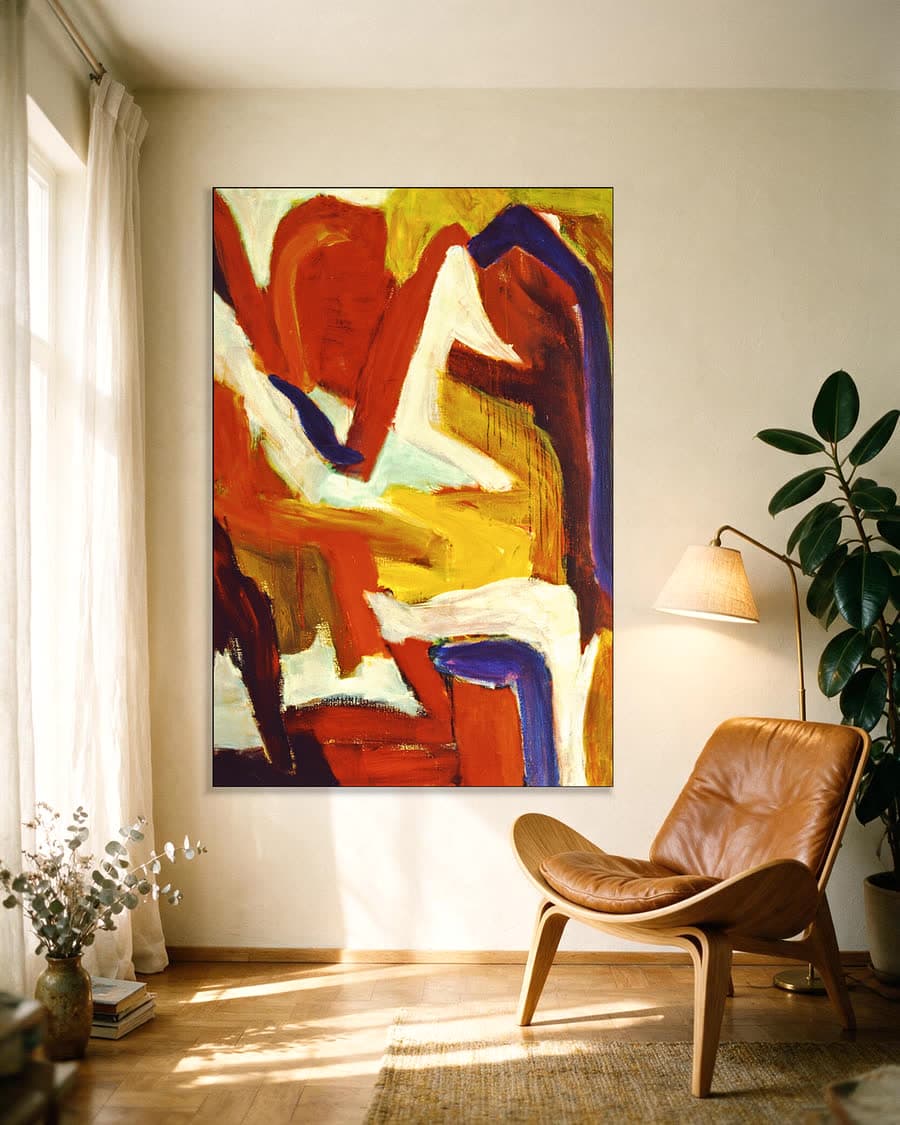 Vurige dans in een aluminium frame aan dezelfde muur