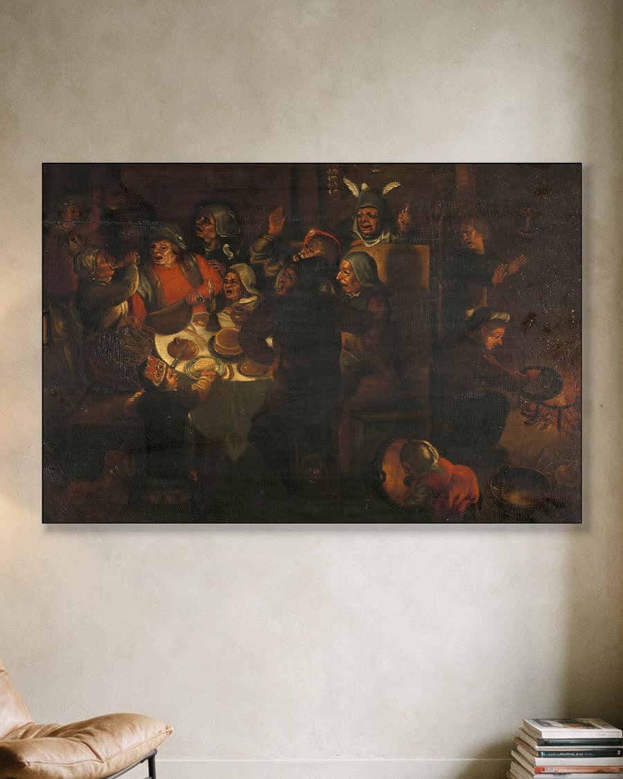 De aanbidding der koningen in een aluminium frame aan dezelfde muur