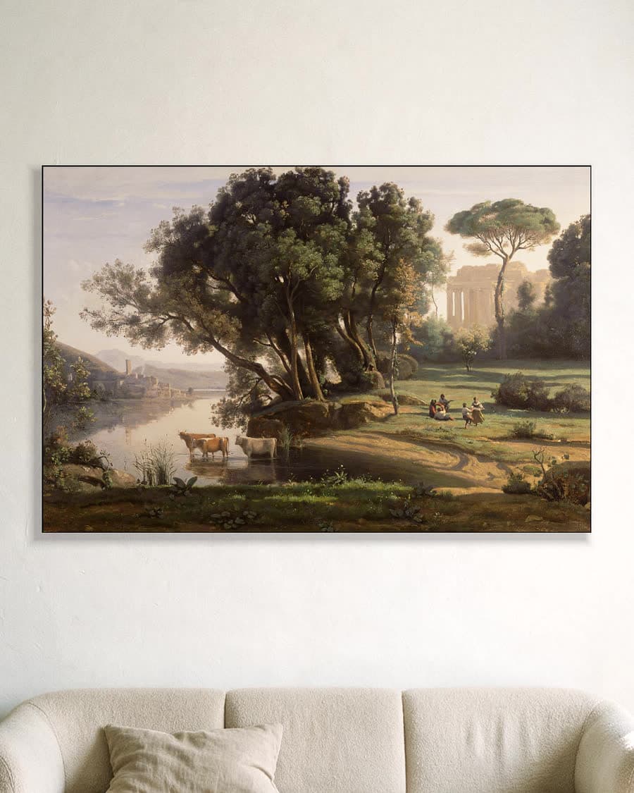 Rust aan de rivier in een aluminium frame aan dezelfde muur