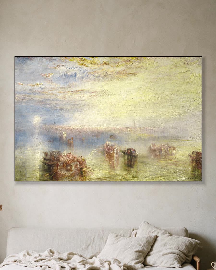 Aankomst bij Venetië in een aluminium frame aan dezelfde muur