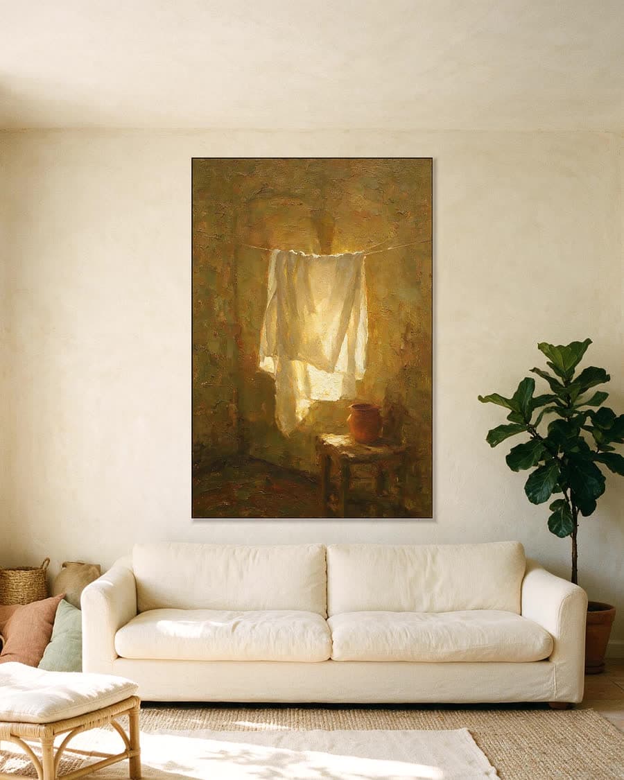 Waslijn binnen in een aluminium frame aan dezelfde muur