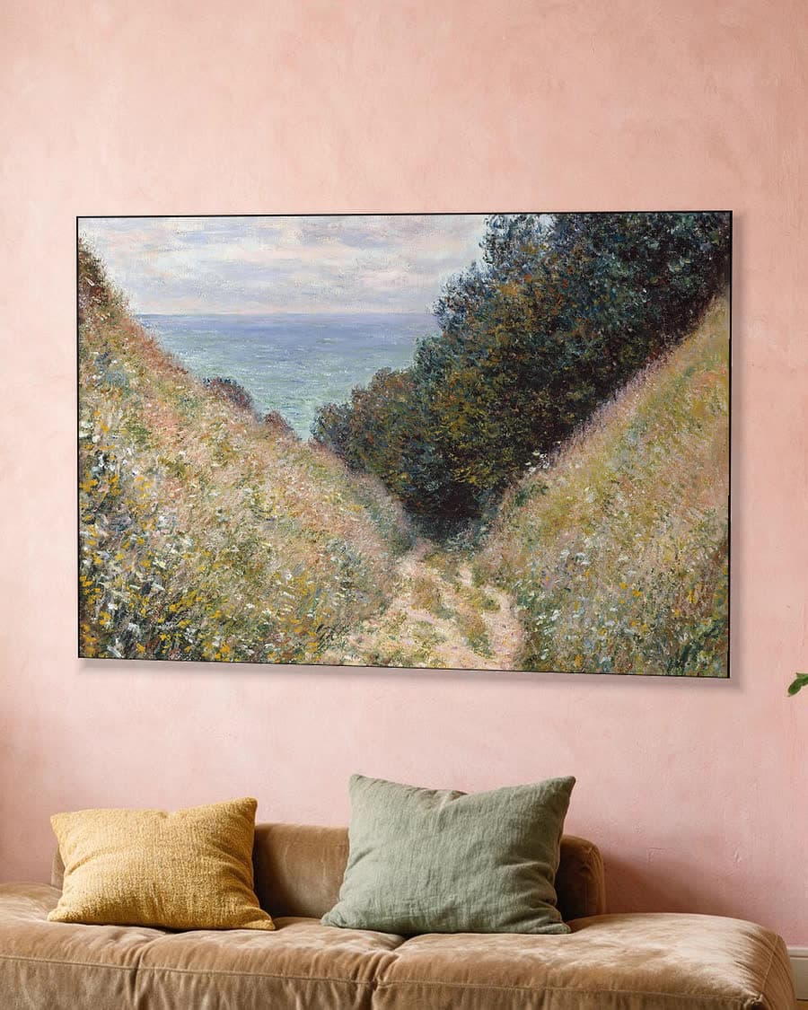 Weg bij La Cavée, Pourville in een aluminium frame aan dezelfde muur