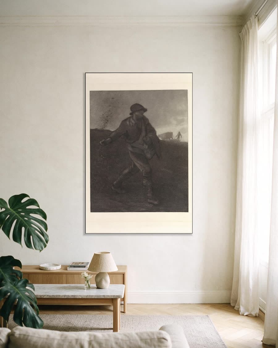 De Zaaier in een aluminium frame aan dezelfde muur