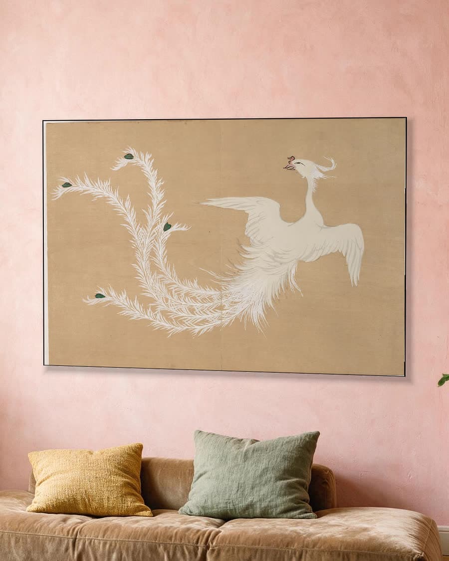 White Phoenix (Hakuho) in een aluminium frame aan dezelfde muur