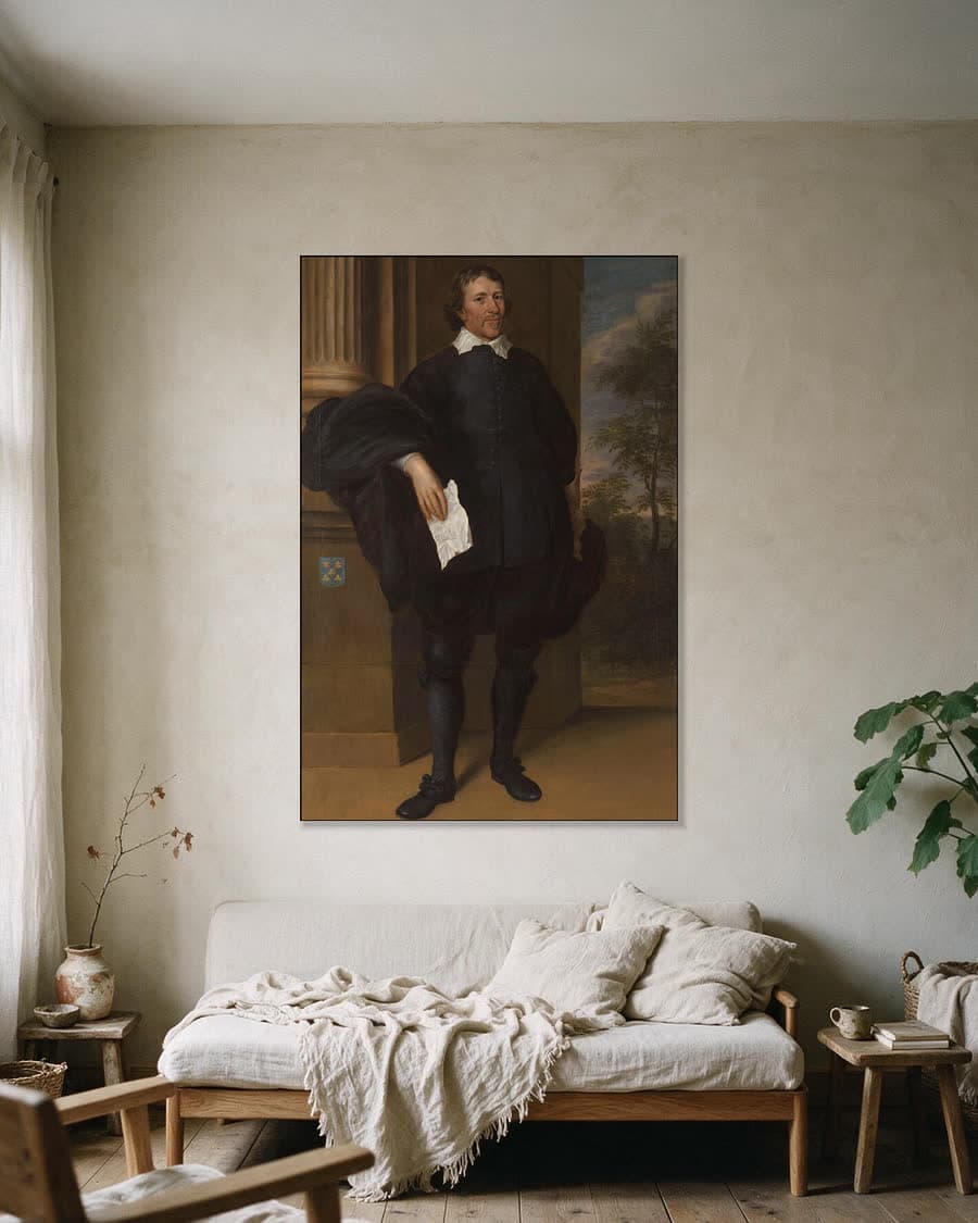 Willem Kettingh, overleden 1670, thesaurier en rentmeester-generaal in een aluminium frame aan dezelfde muur