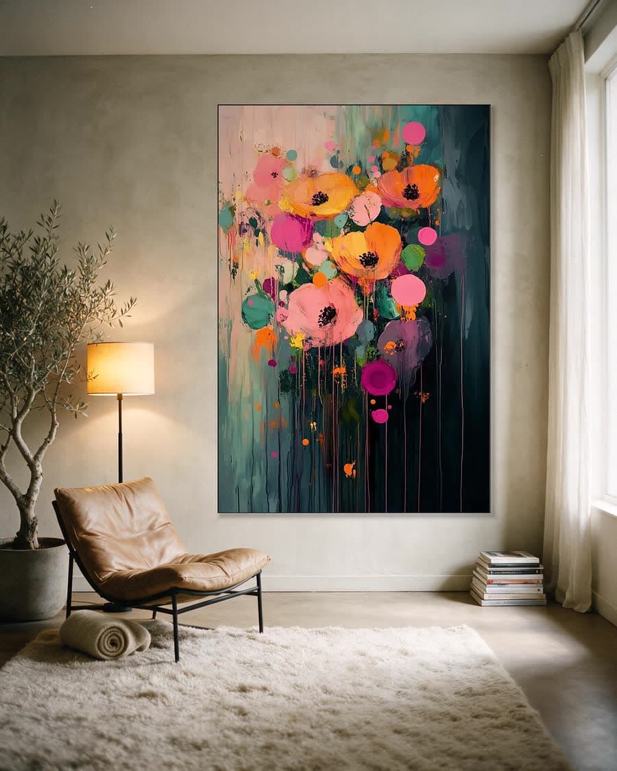 Bloeiende Hoop in een aluminium frame aan dezelfde muur