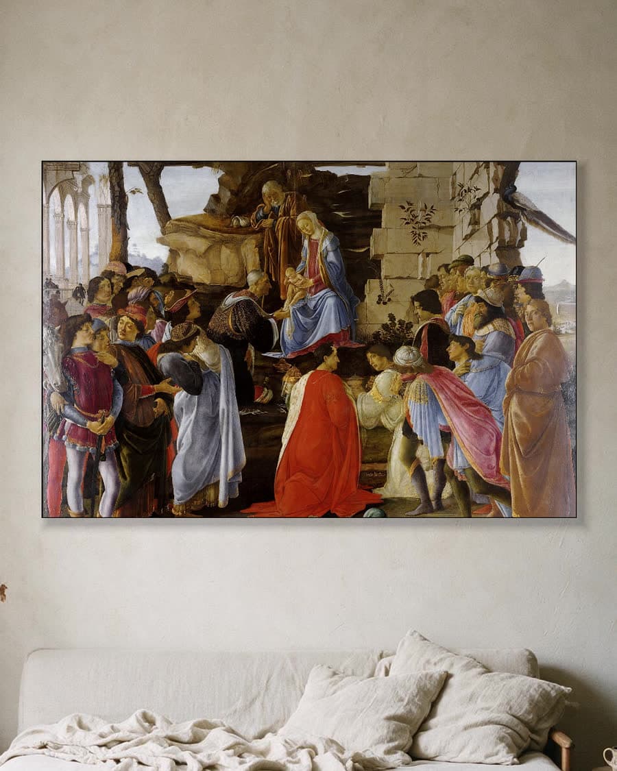 Aanbidding der wijzen in een aluminium frame aan dezelfde muur