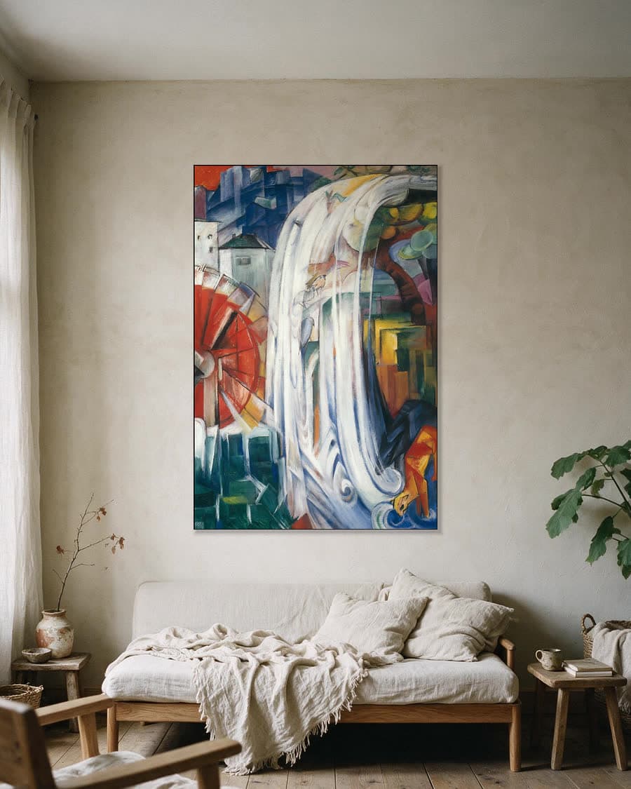 De Waterval in een aluminium frame aan dezelfde muur