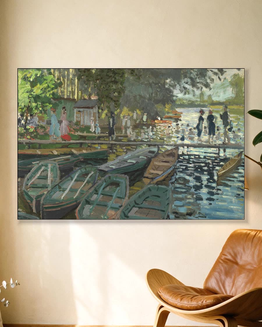 Badgasten bij La Grenouillère in een aluminium frame aan dezelfde muur