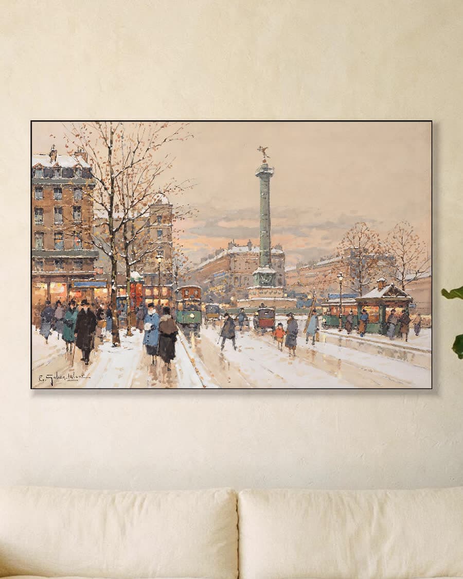 Winterse dag in Parijs in een aluminium frame aan dezelfde muur