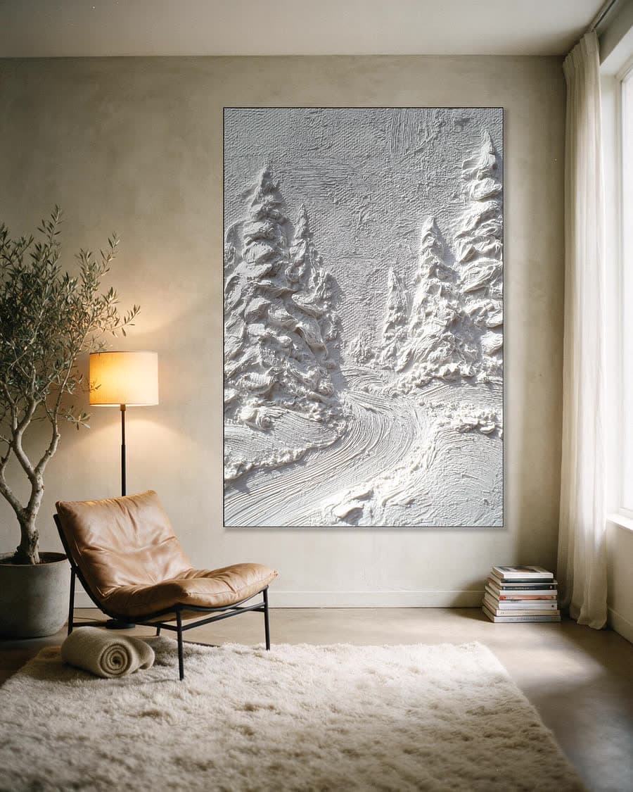 Wit op wit in een aluminium frame aan dezelfde muur
