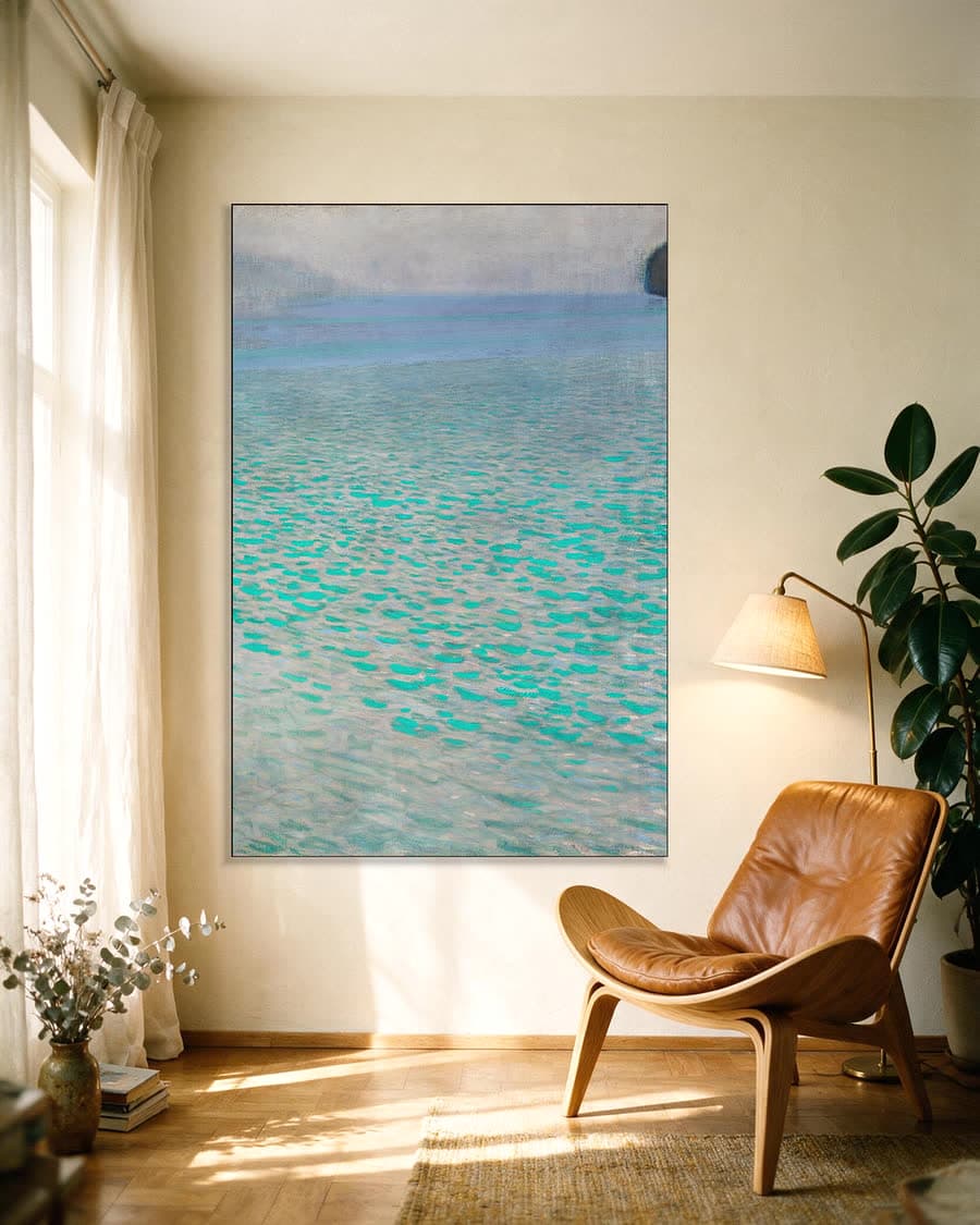 Attersee in een aluminium frame aan dezelfde muur