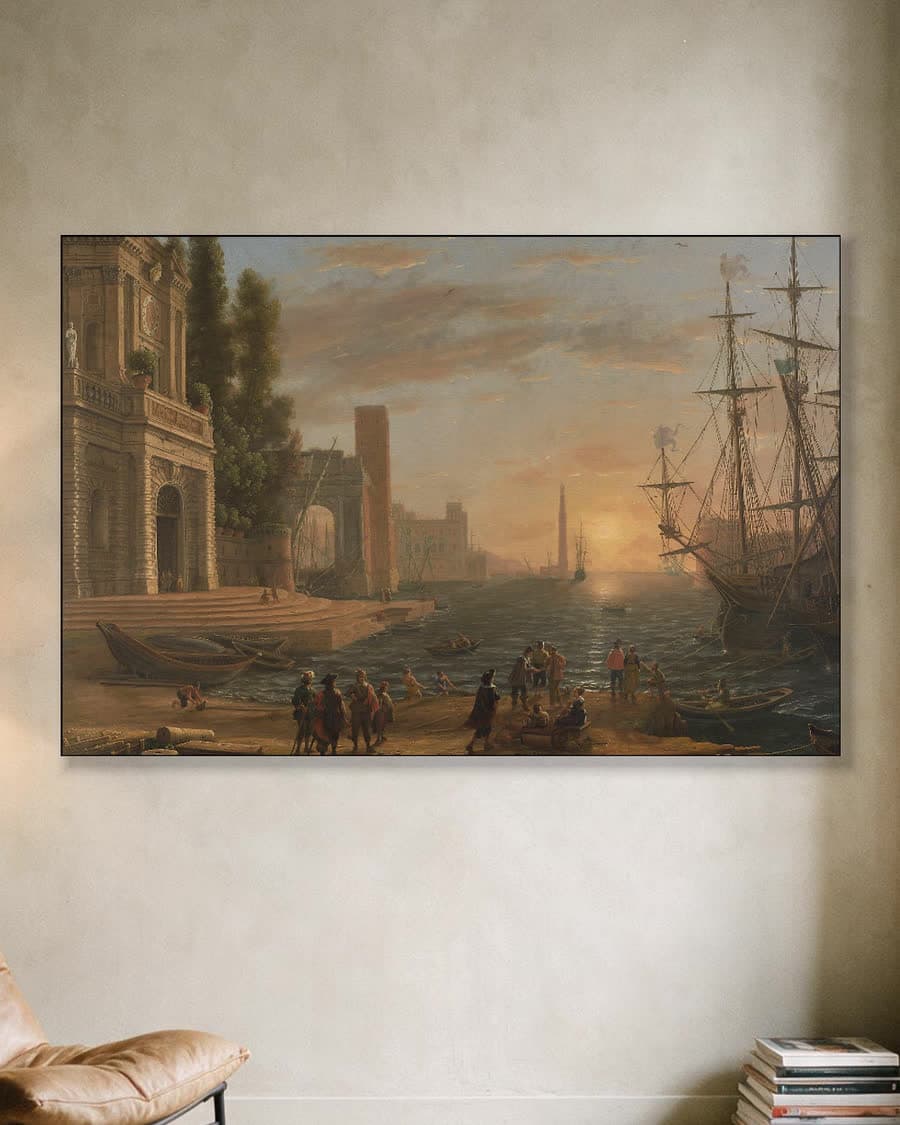 Zeehaven in een aluminium frame aan dezelfde muur