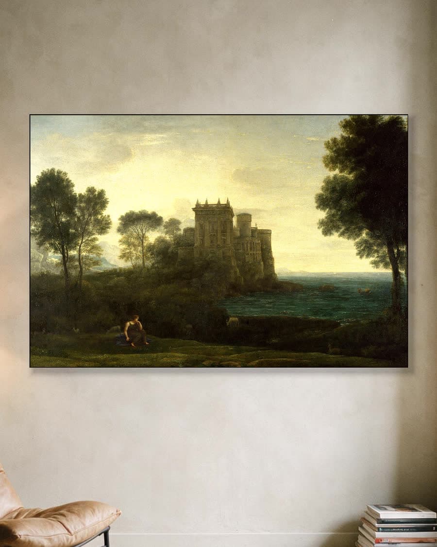 Het betoverde kasteel in een aluminium frame aan dezelfde muur