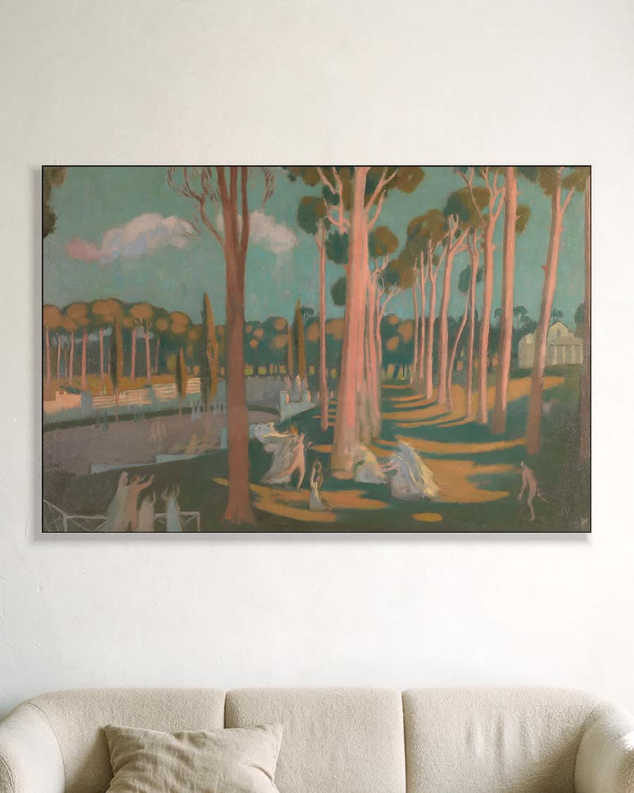 Dans in het bos in een aluminium frame aan dezelfde muur