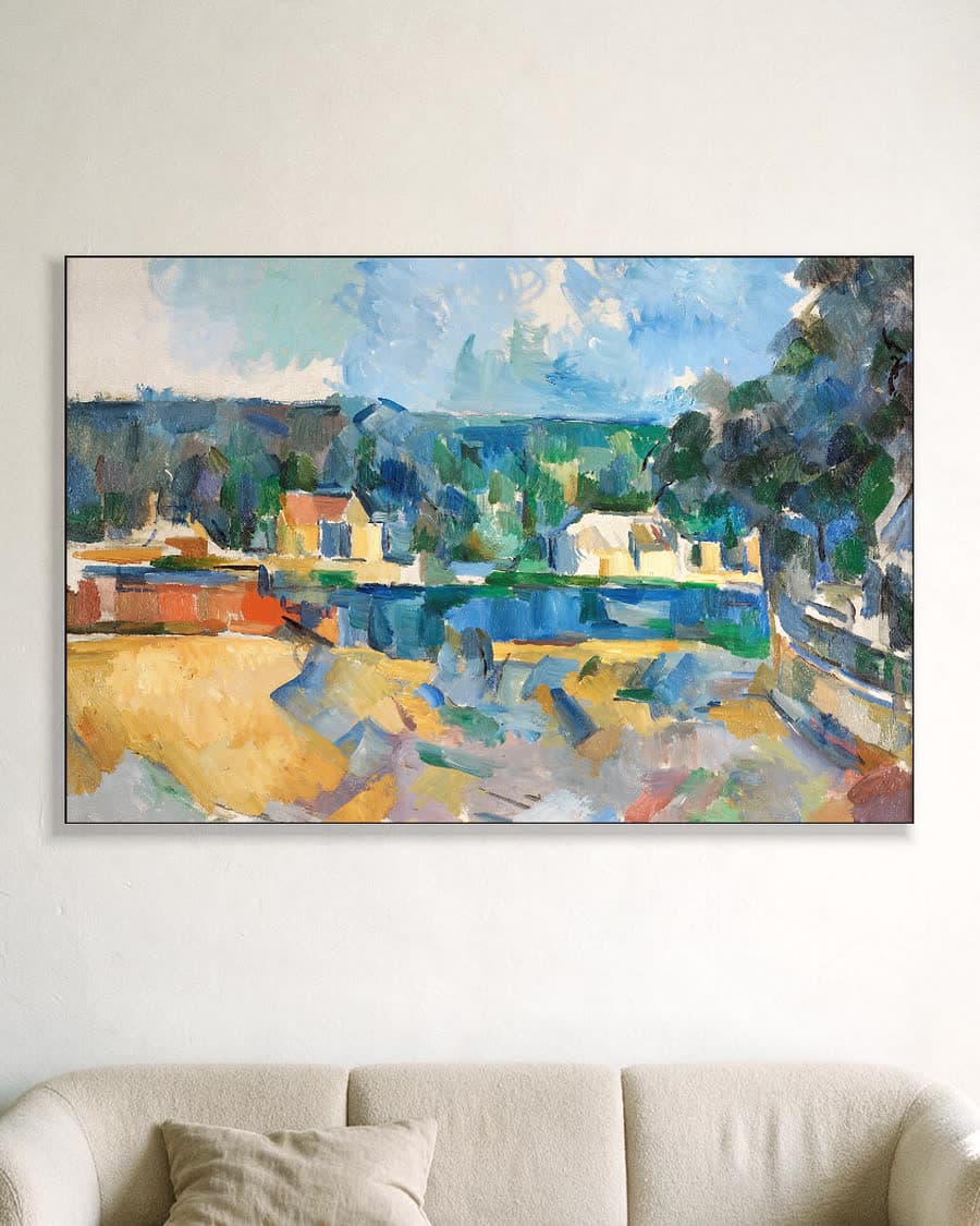 Aan de oever van een rivier in een aluminium frame aan dezelfde muur