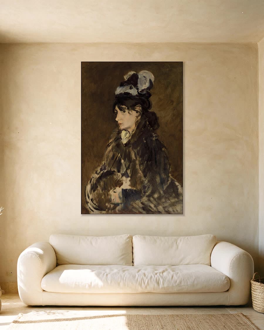 Berthe Morisot met een mof in een aluminium frame aan dezelfde muur