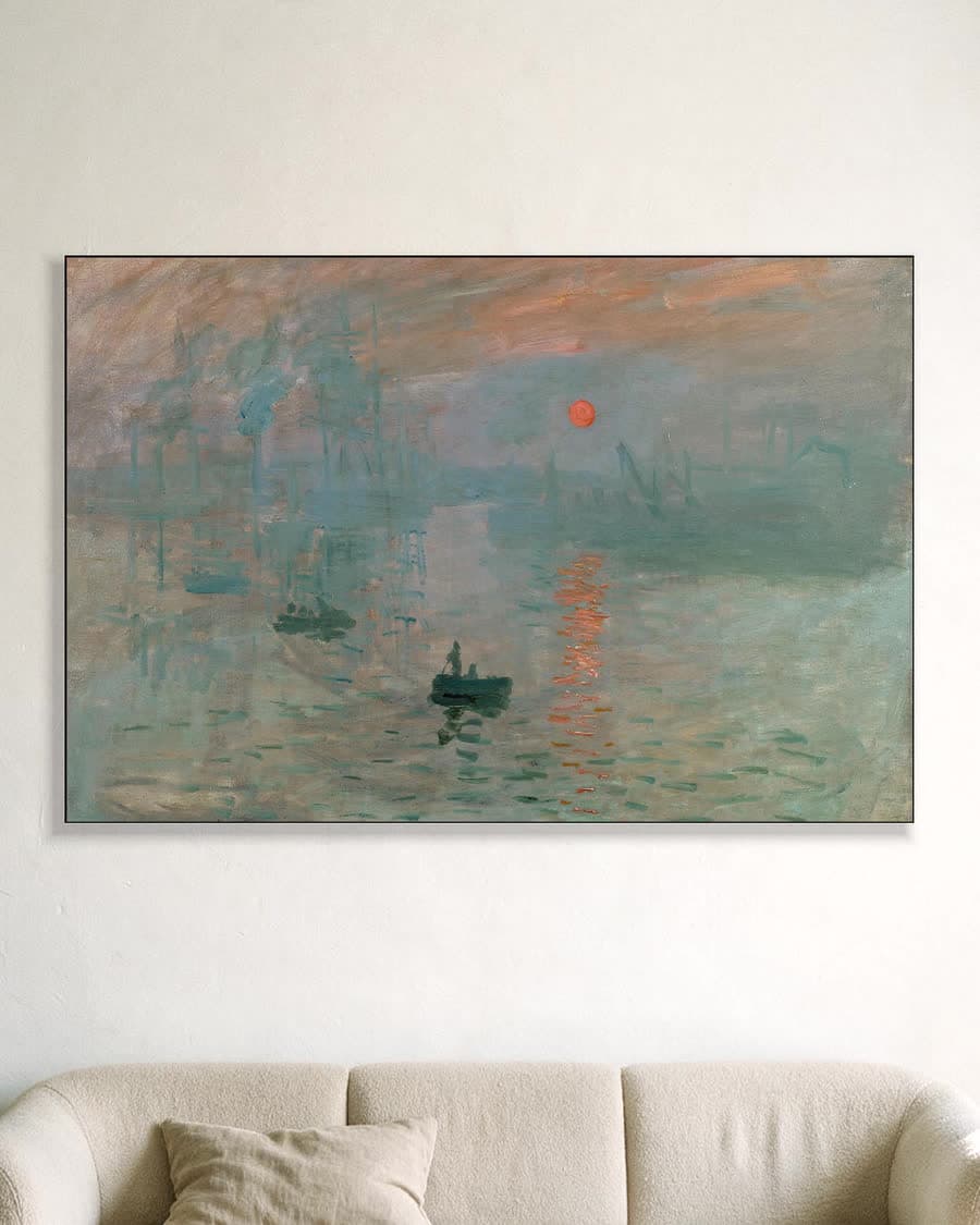 Impressie, zonsopgang in een aluminium frame aan dezelfde muur