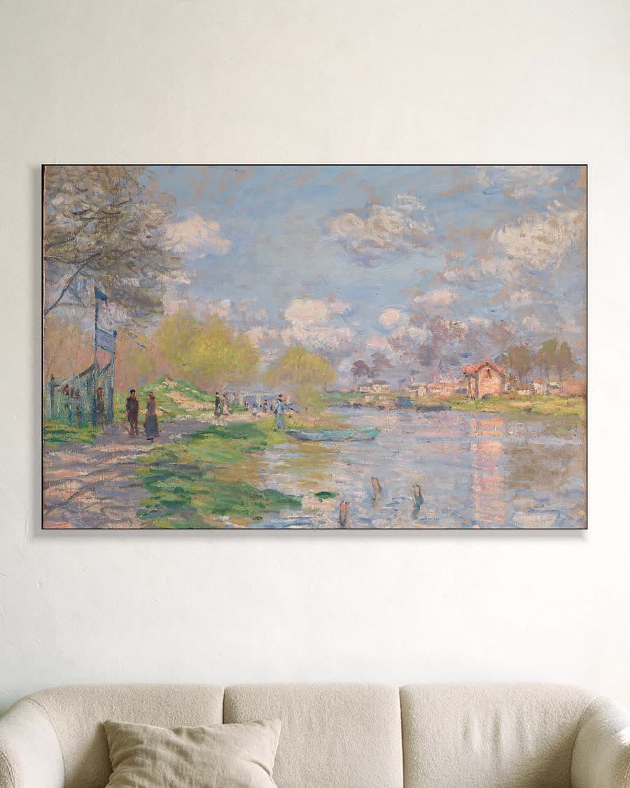 Lente aan de Seine in een aluminium frame aan dezelfde muur