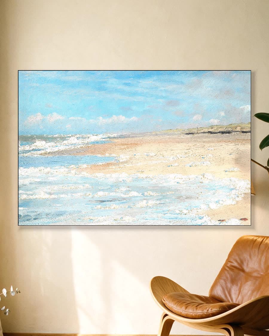 Op het strand bij Stenbjerg in een aluminium frame aan dezelfde muur