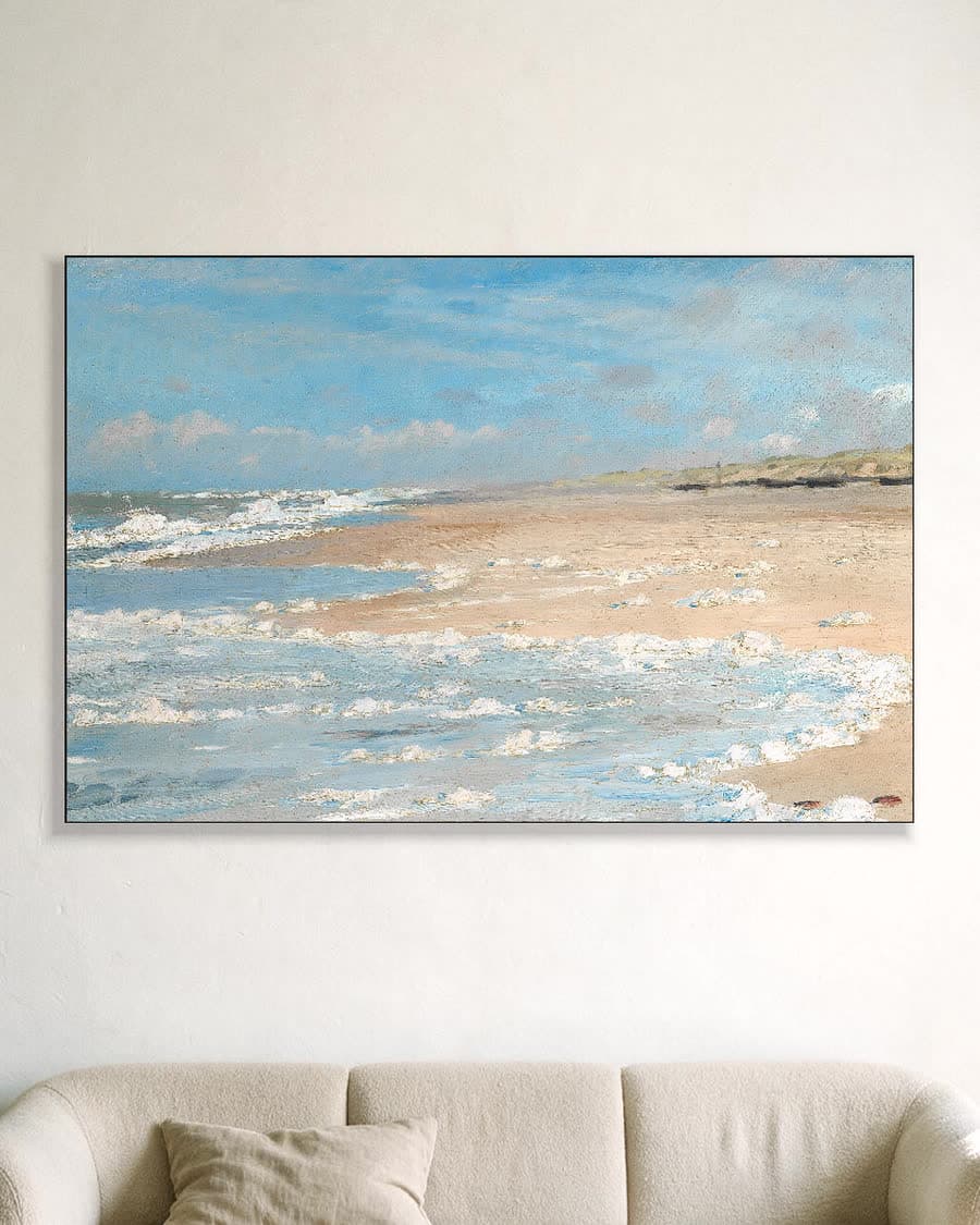 Op het strand bij Stenbjerg in een aluminium frame aan dezelfde muur