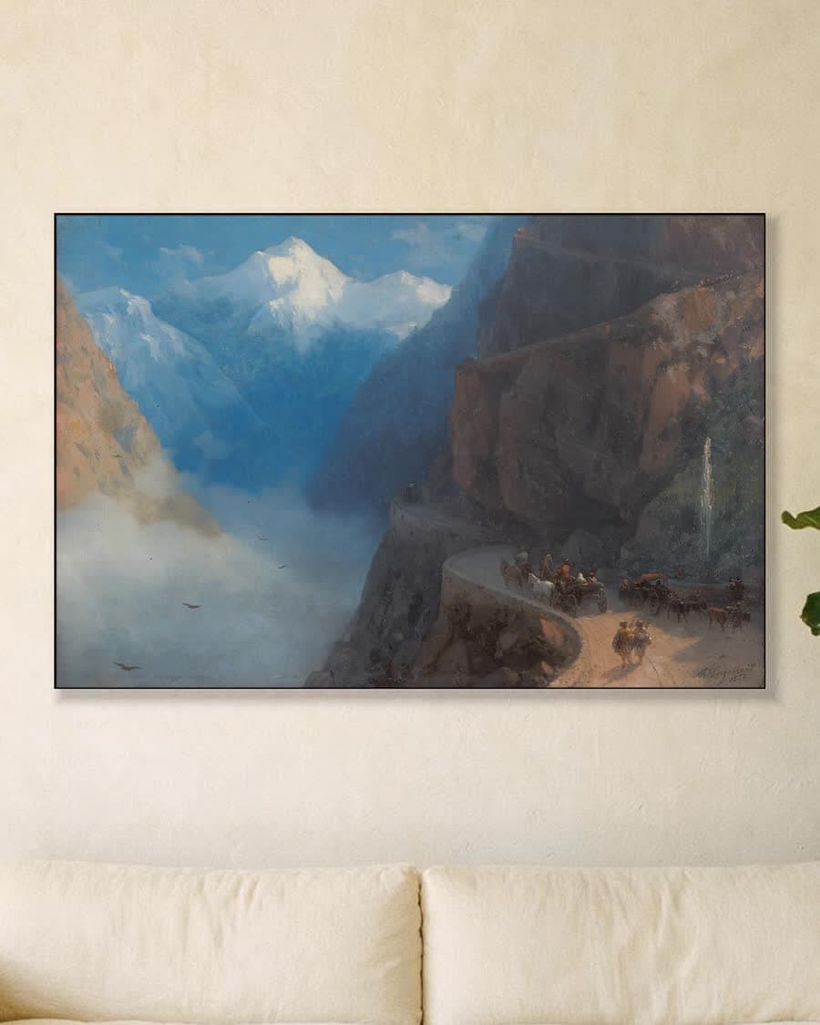 Van Mleta naar Gudauri in een aluminium frame aan dezelfde muur