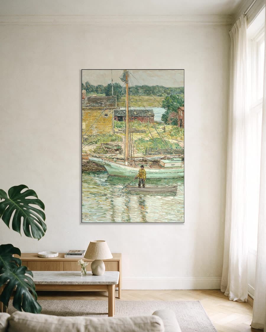 Oestersloep, Cos Cob in een aluminium frame aan dezelfde muur