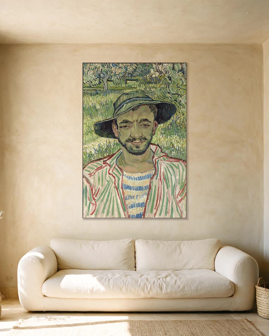 De tuinman in een aluminium frame aan dezelfde muur