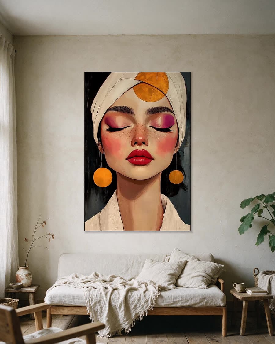 Baadster in Goud in een aluminium frame aan dezelfde muur