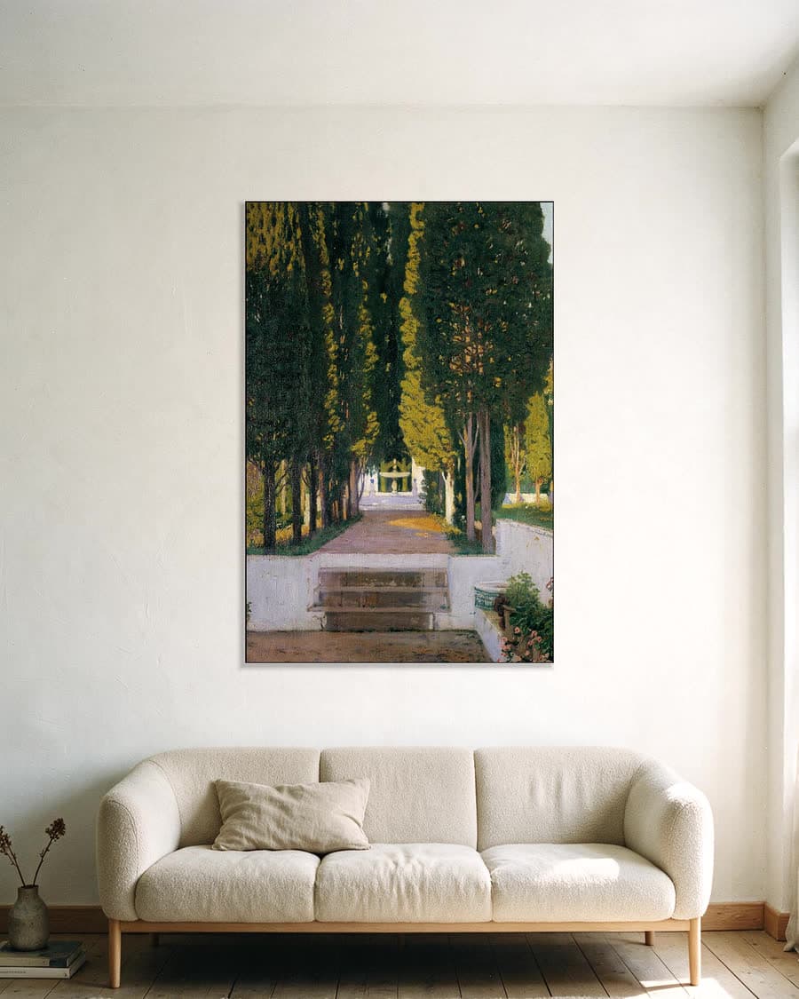 Tuinen van de Generalife in een aluminium frame aan dezelfde muur