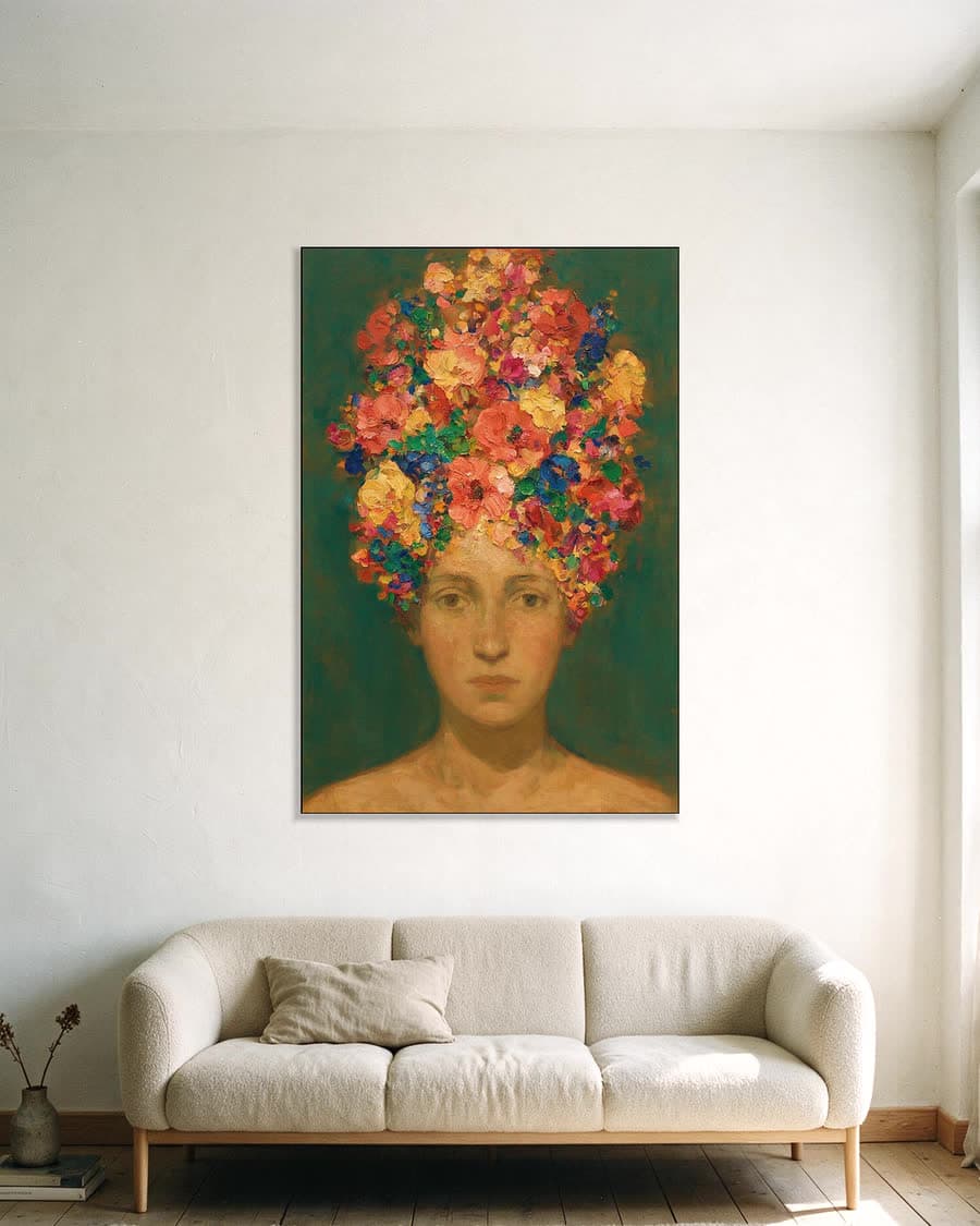 Dichte bos in bloei in een aluminium frame aan dezelfde muur