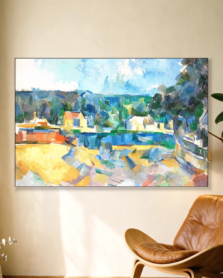 Aan de oever van een rivier in een aluminium frame aan dezelfde muur
