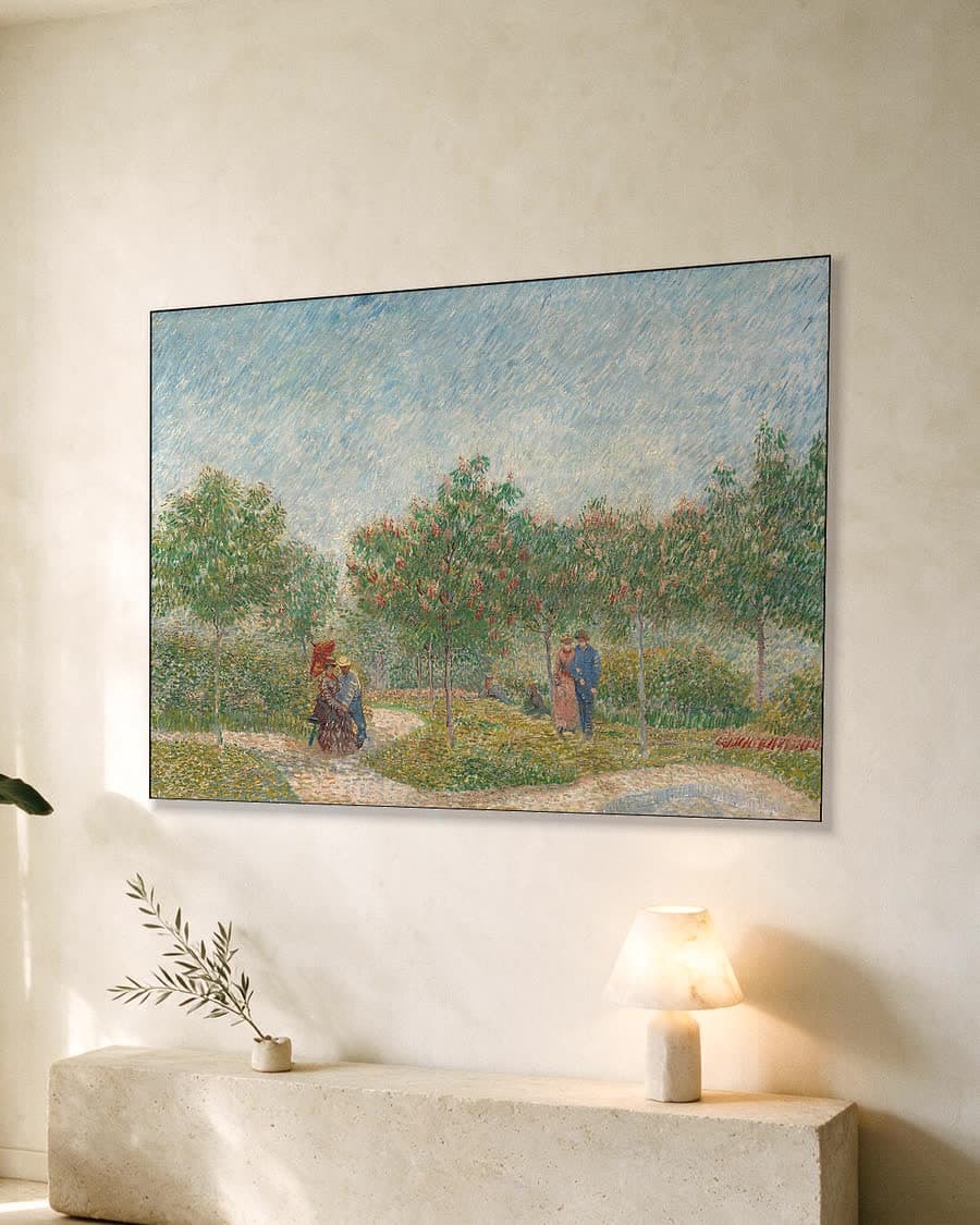 Tuin met verliefde paartjes, Square Saint-Pierre in een aluminium frame aan dezelfde muur