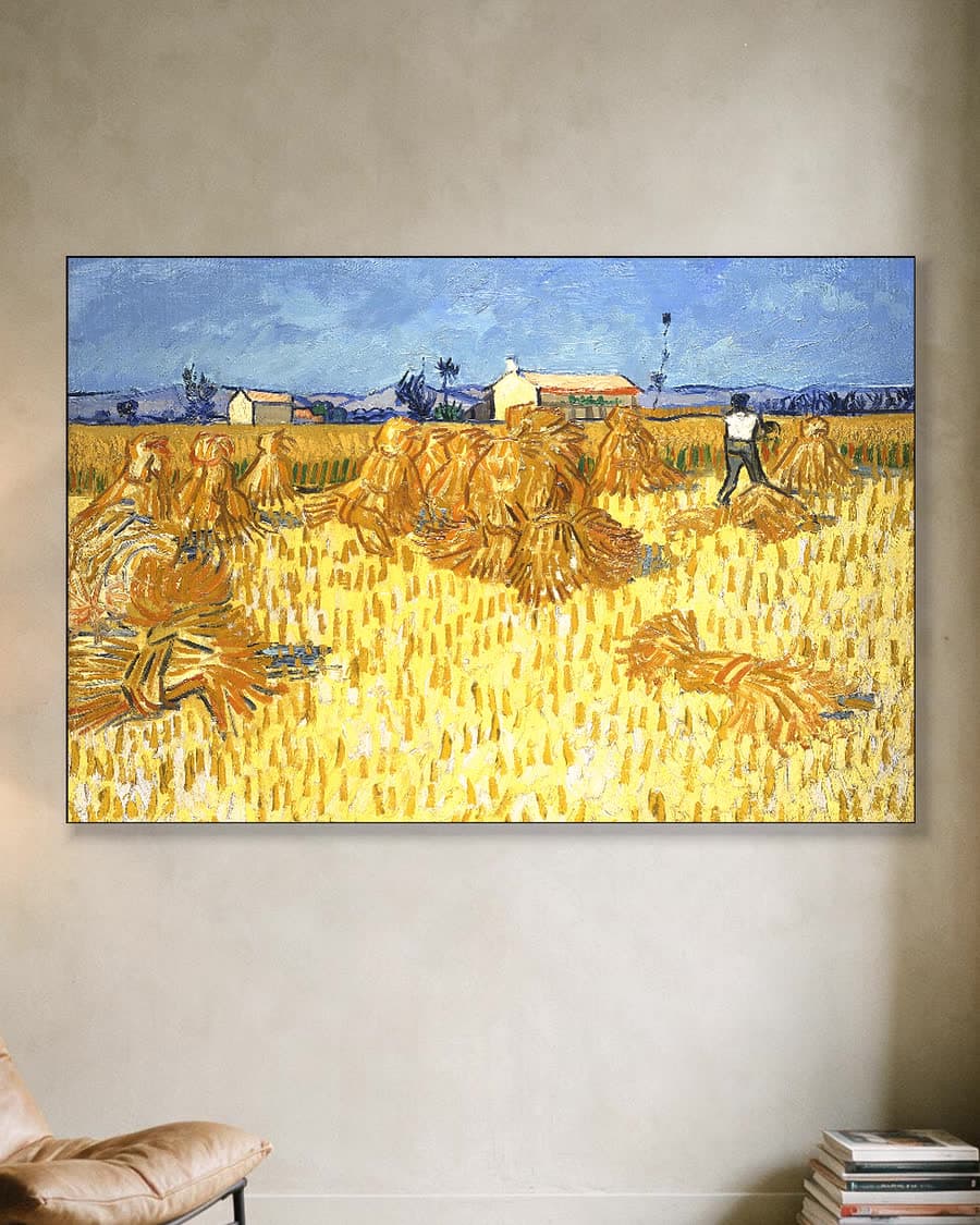Korenoogst in de Provence in een aluminium frame aan dezelfde muur