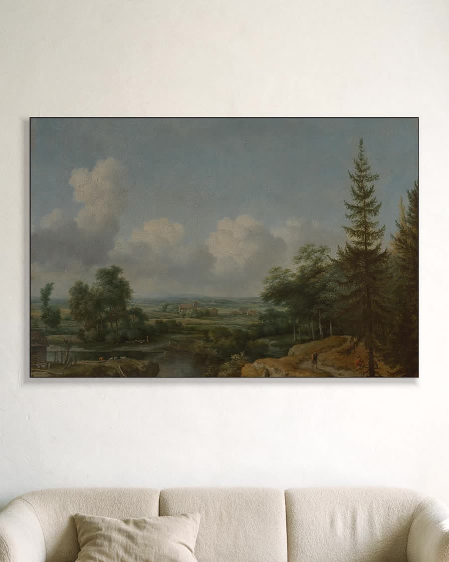 Zweeds landschap in een aluminium frame aan dezelfde muur