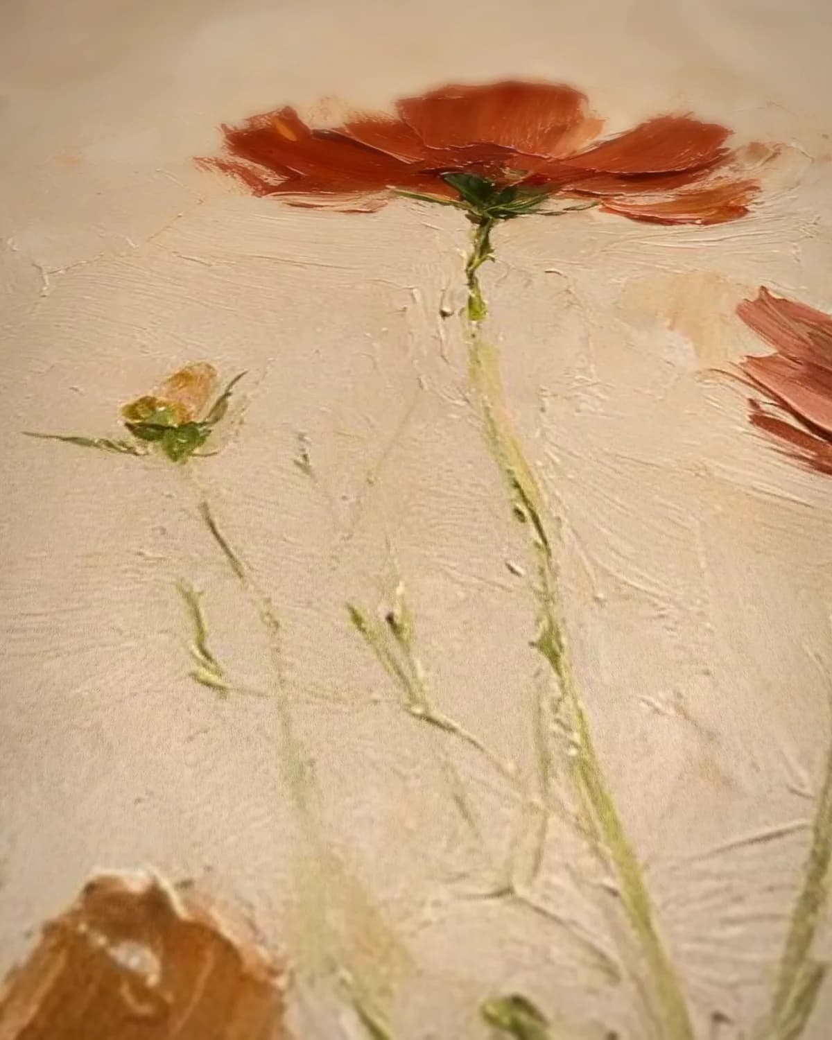 Cosmea op geweven fluweel, uitsnede 3 van 3