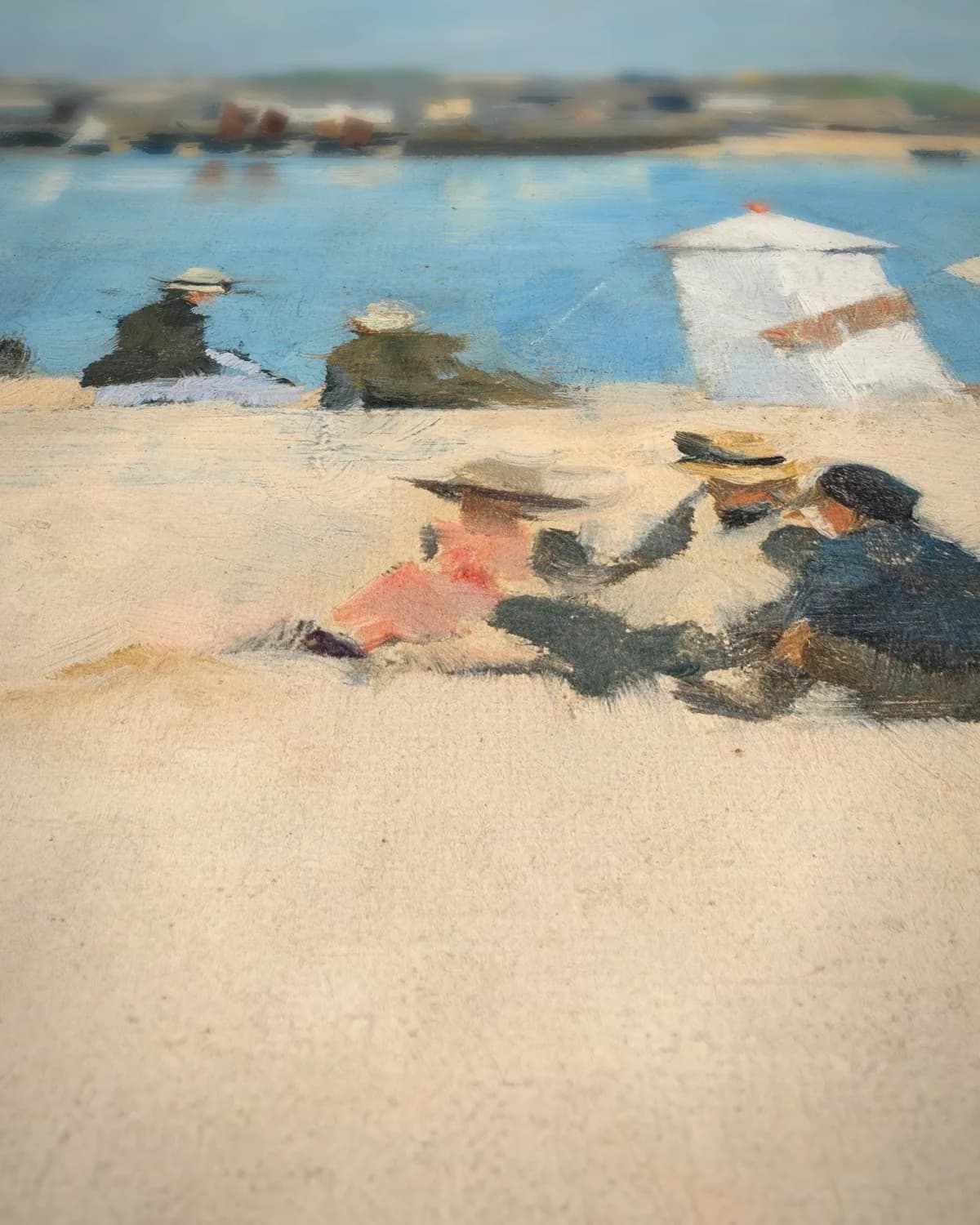 Kinderen op het strand van St Ives op geweven fluweel, uitsnede 3 van 3